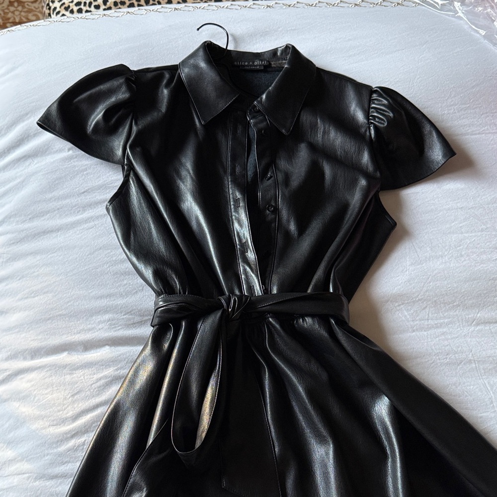 Alice + Olivia Black Leather Dress